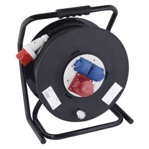Kültéri kábeldob 33 m, 3 aljzat, fekete, gumi, 230V/400V, 2,5 mm2, IP44, EMOS, P19733