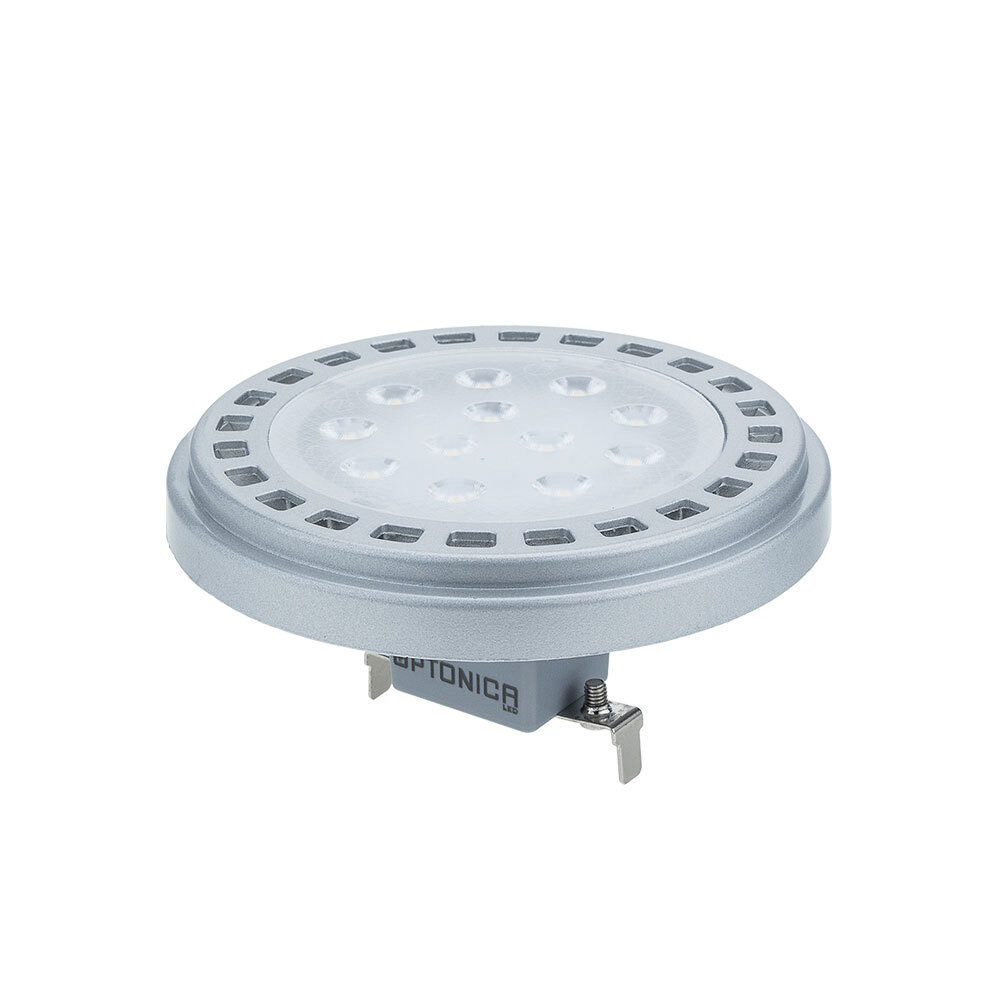 LED izzó ar111 G53 30° epistar chip, 12W, 4500K, természetes fehér, 960 lm, ezüst, Optonica, 1527