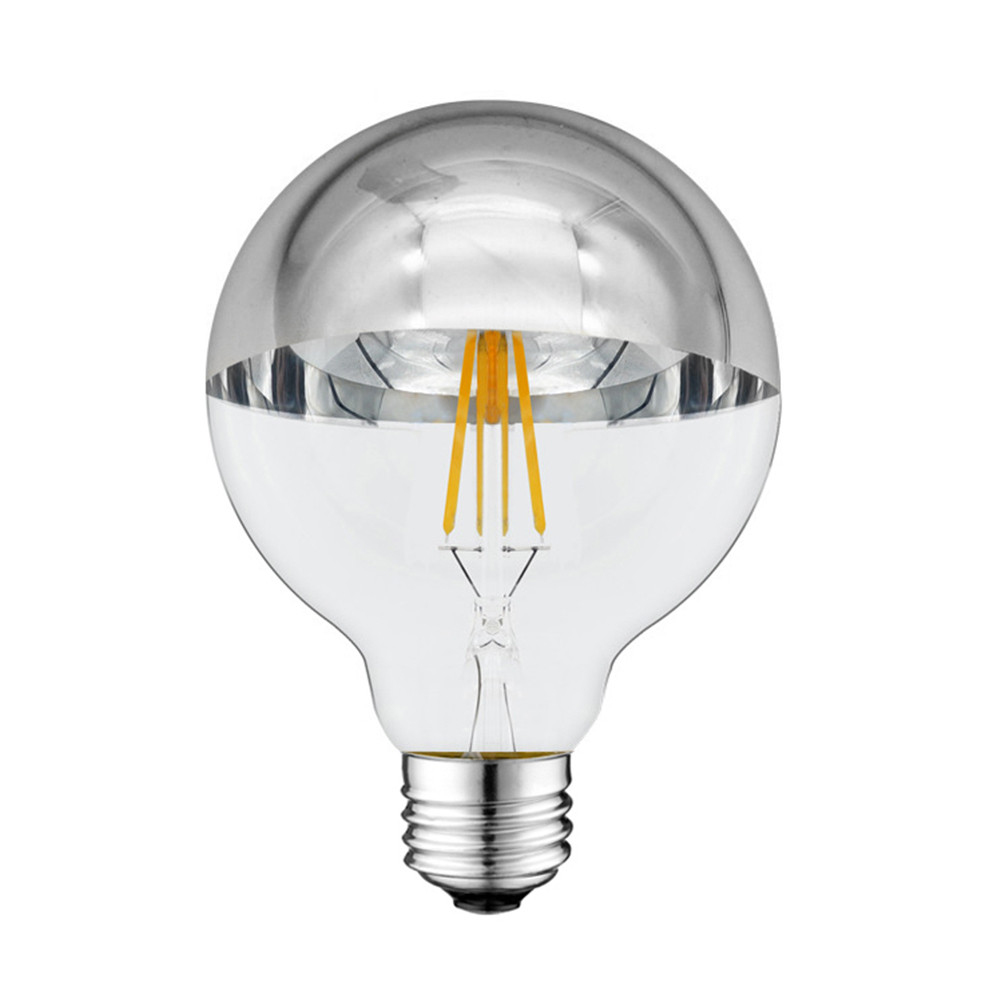 LED izzó G95 E27 félig ezüst üveg, 7W, 2700K, meleg fehér, 800 lm, Optonica, 1888