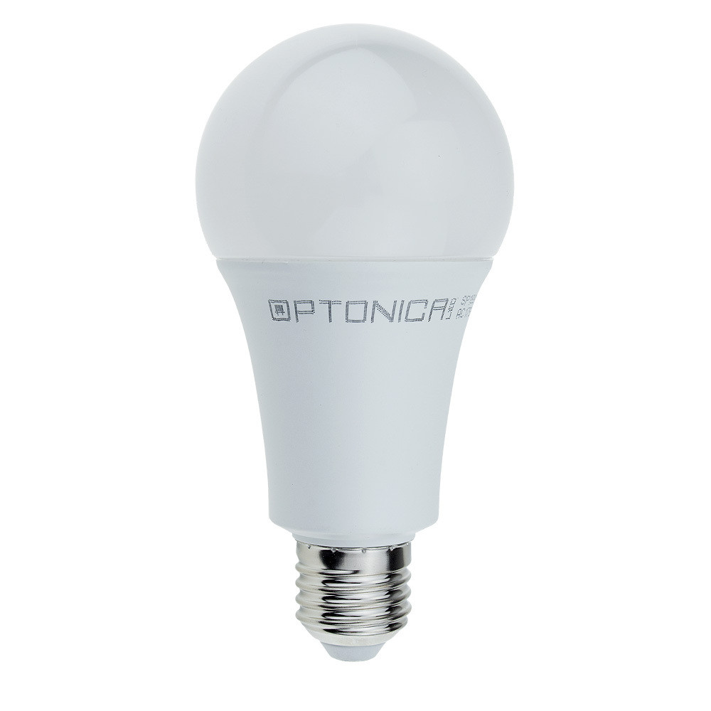 LED műanyag izzó E27 a70 5 év garancia, 18W, 6000K, hideg fehér, 1880 lm, fehér, Optonica, 1748