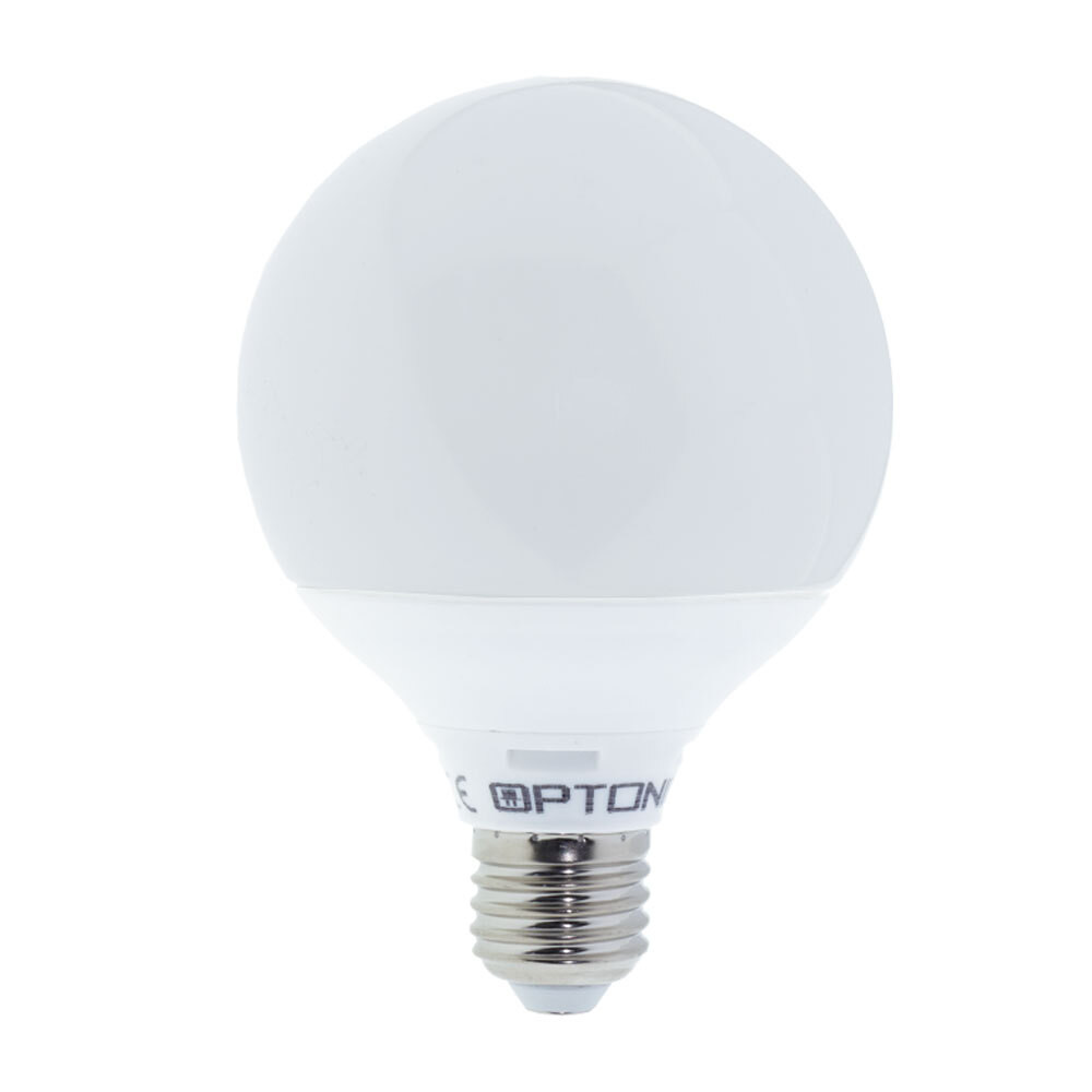 LED műanyag izzó G95 E27 5 év garancia, 12W, 6000K, hideg fehér, 1055 lm, fehér, Optonica, 1742
