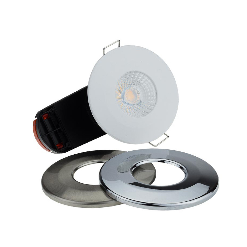 LED tűzálló lámpatest cserélhető kerettel, 6W, 3000K, meleg fehér, dimmelhető, 570 lm, fekete, IP65, Optonica, 5041