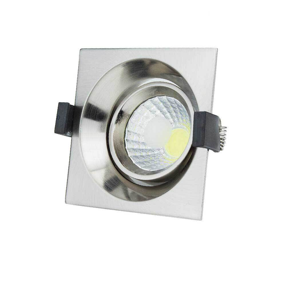 LED cob mélysugárzó, négyzet alakú, rozsdamentes acél, beépíthető, 8W, 6000K, hideg fehér, 560 lm, Optonica, 3223