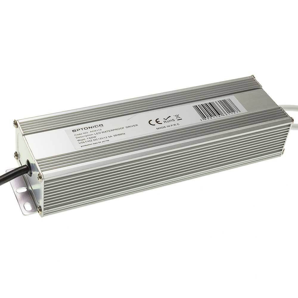 LED szalag tápegység fém vízálló, 150W, IP67, Optonica, 6112