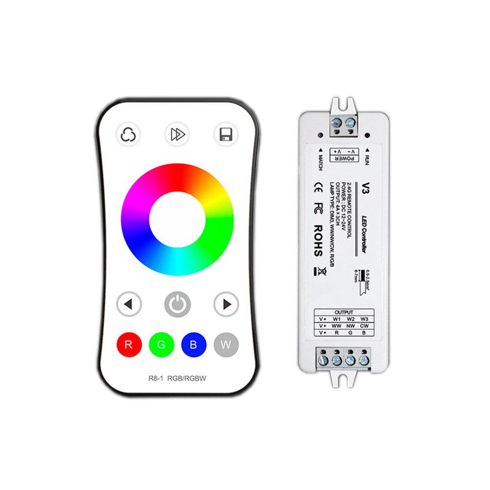 LED RGB fényerő-szabályozó távirányító, dimmelhető, fehér, Optonica, 6349