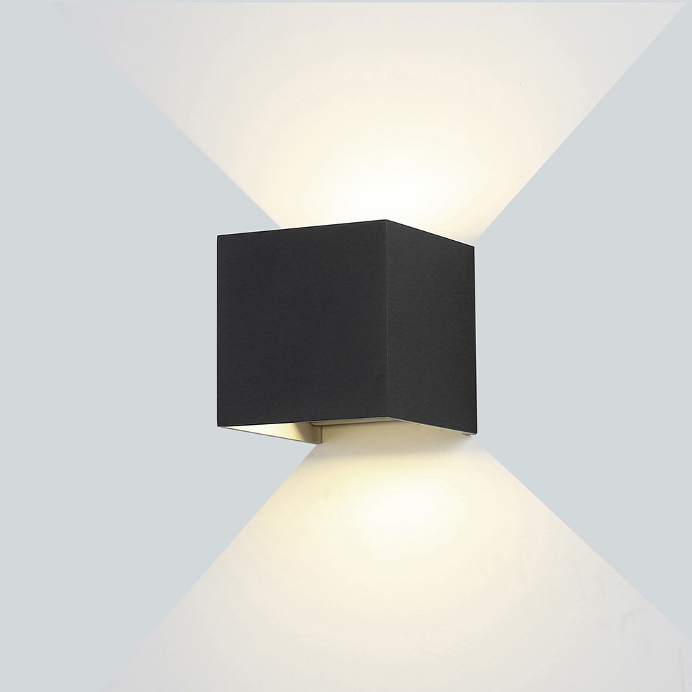 LED fali lámpa fekete négyzet alakú, 12W, 3000K, meleg fehér, 1320 lm, IP54, Optonica, 7458