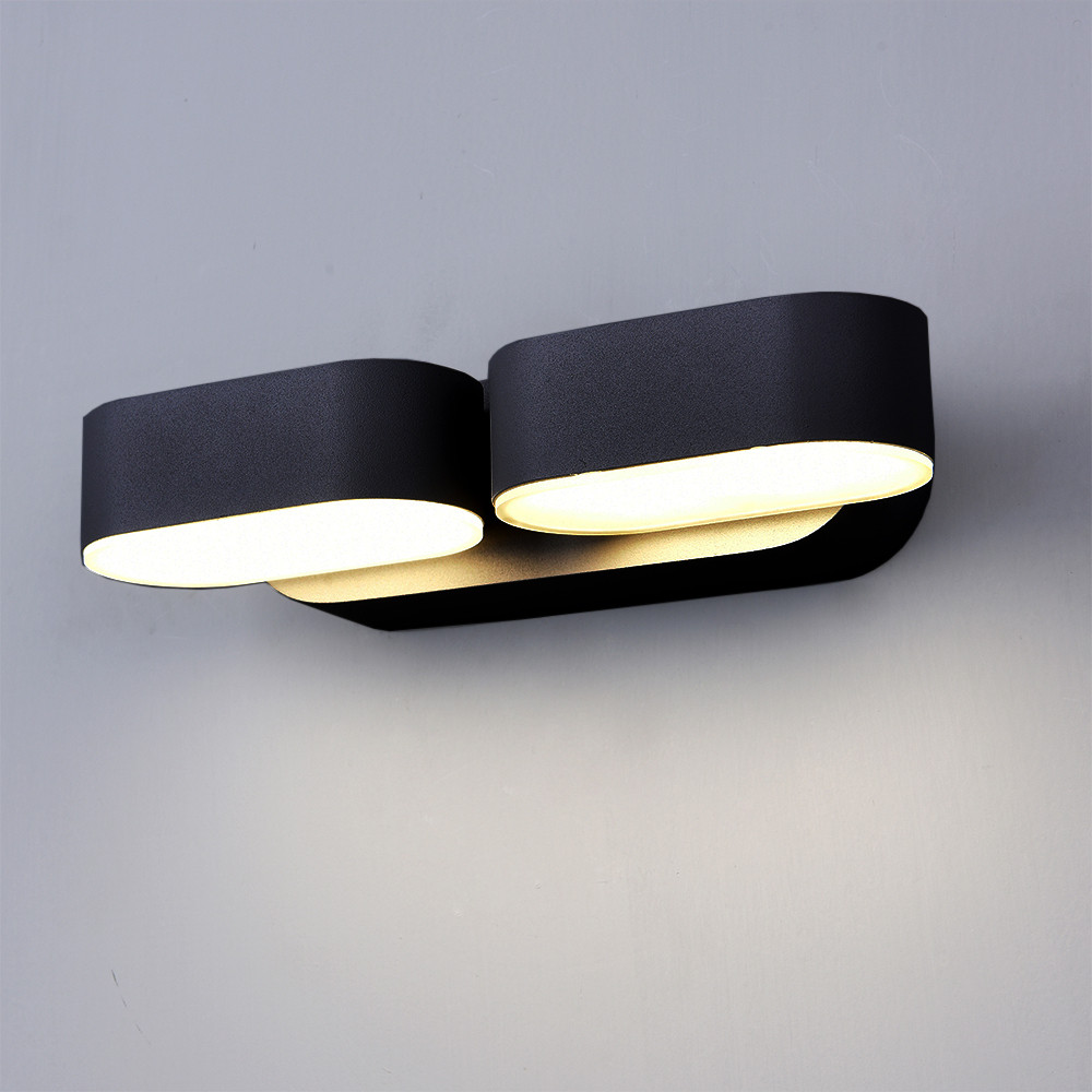 LED fali lámpa epistar 2x6w feketetel forgatható, 12W, 4000K, természetes fehér, 1320 lm, IP54, Optonica, 7485
