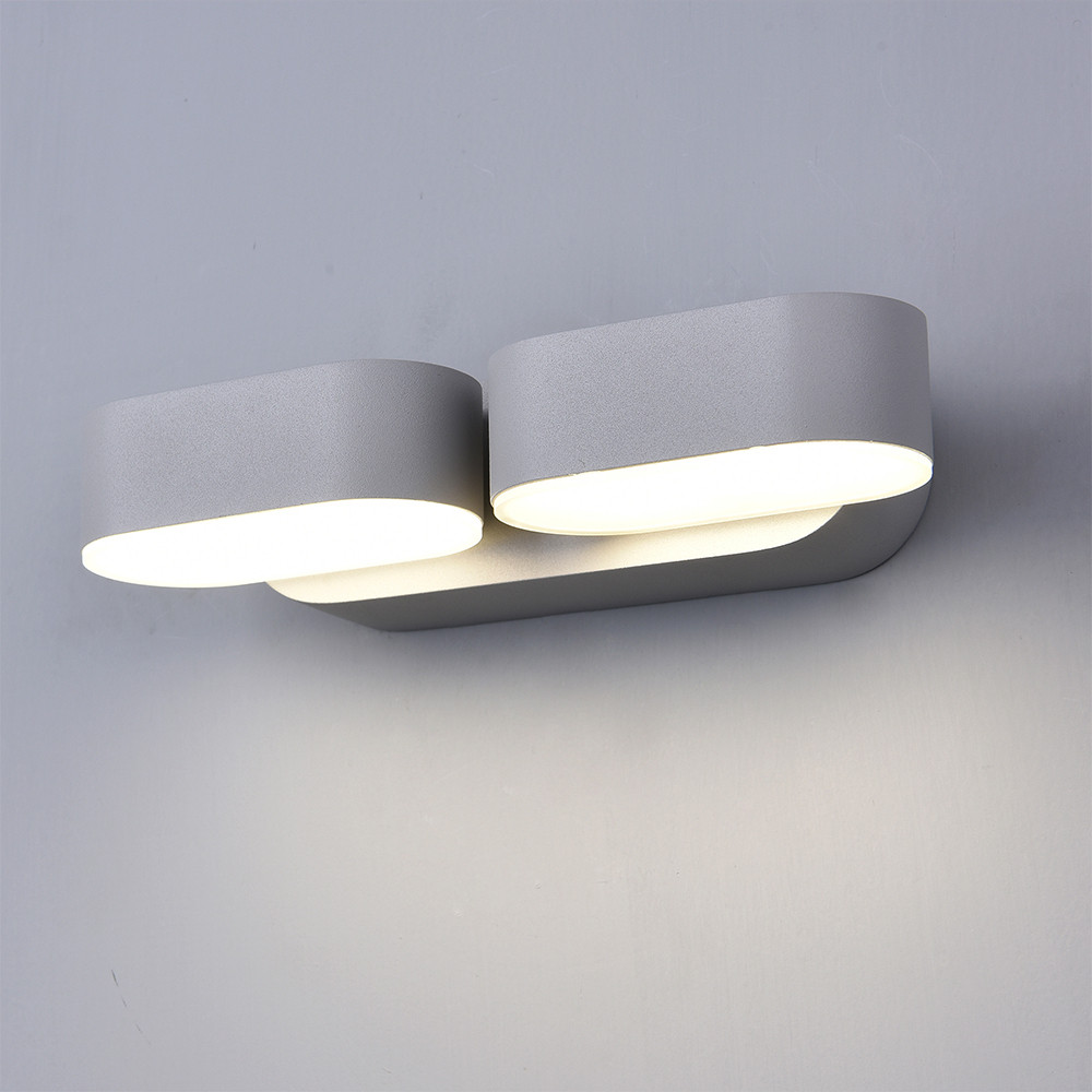 LED fali lámpa epistar 2x6w szürketel forgatható, 12W, 4000K, természetes fehér, 1320 lm, IP54, Optonica, 7486