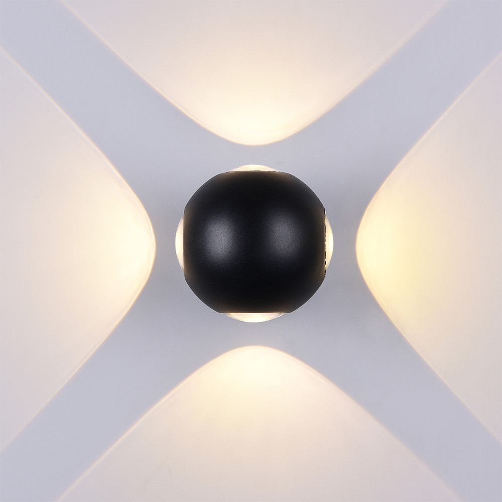 LED fali lámpa kerek, 4 diódával, feketetel, 4W, 4000K, természetes fehér, 440 lm, IP54, Optonica, 7491