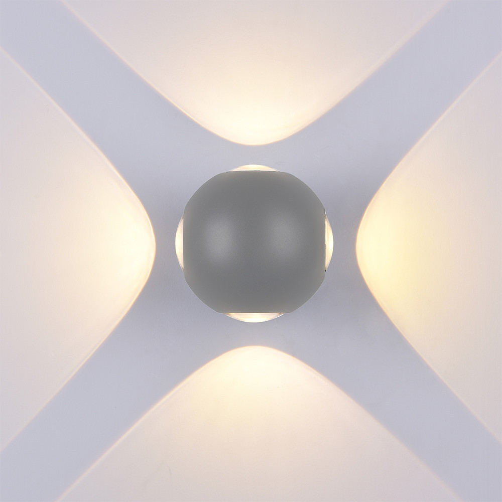 LED fali lámpa kerek, 4 diódával, szürketel, 4W, 4000K, természetes fehér, 440 lm, IP54, Optonica, 7492