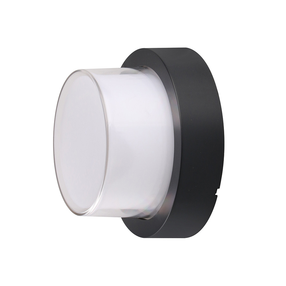 LED fali lámpa fekete, kerektel, 12W, 3000K, meleg fehér, 850 lm, IP65, Optonica, 7532