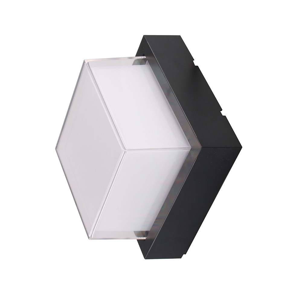 LED fali lámpa fekete, négyzet alakútel, 12W, 3000K, meleg fehér, 850 lm, IP65, Optonica, 7534