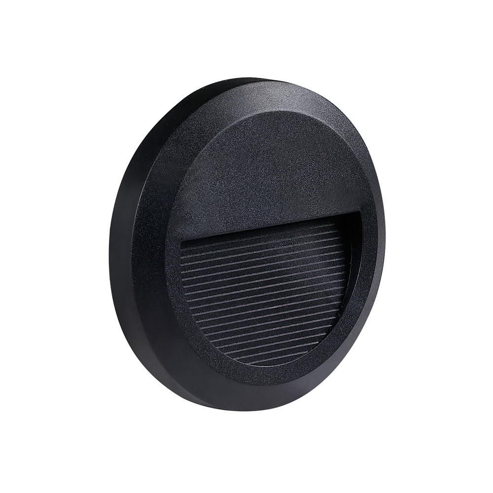 LED lépcsőlámpa kerek, fekete, 2W, 4200K, természetes fehér, 80 lm, IP65, Optonica, 7504