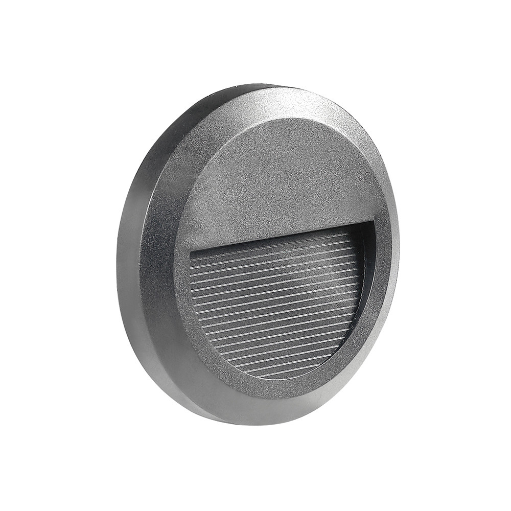LED lépcsőlámpa kerek, szürke, 2W, 4200K, természetes fehér, 80 lm, IP65, Optonica, 7508