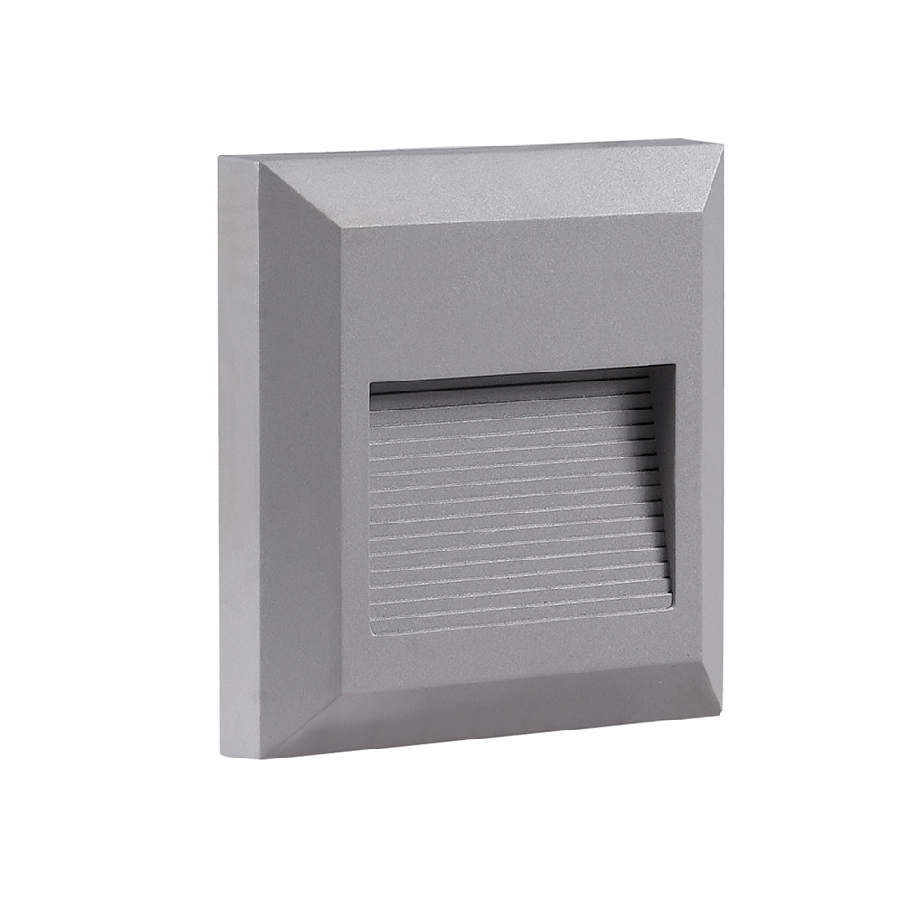LED lépcsőlámpa, négyzet alakú, szürke, 2W, 4200K, természetes fehér, 80 lm, IP65, Optonica, 7514