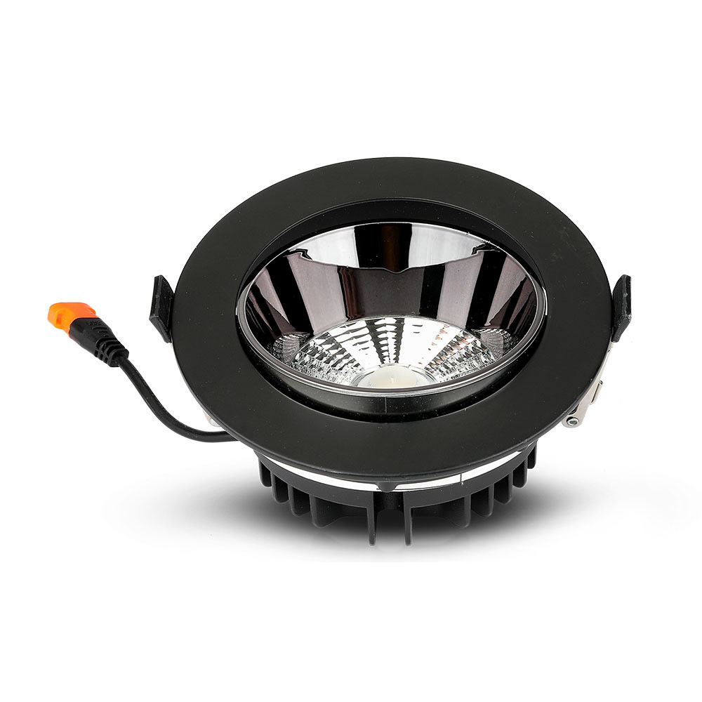 Süllyeszthető COB LED mélysugárzó lámpa PRO, 30w, 6400K, hideg fehér, 2400lm, 120°, fekete, CRI>80, V-TAC, 20059