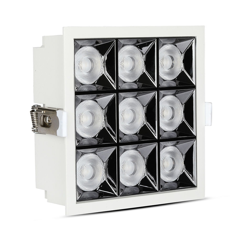 Süllyeszthető COB LED mélysugárzó lámpa PRO, 36w, 2700K, meleg fehér, 2880lm, 38°, fehér, CRI>90, V-TAC, 999