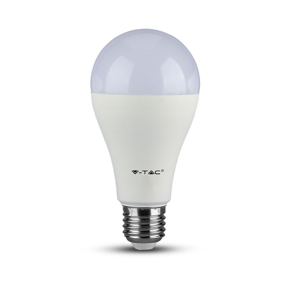 LED izzó E27 Bliszter 2 db-os, 15w, 6400K, hideg fehér, 1350lm, 200°, fehér, CRI>80, 2 db/csomag, V-TAC, 7302