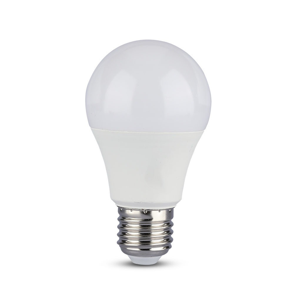LED izzó E27 Bliszter 2 db-os, 9w, 6400K, hideg fehér, 806lm, 200°, fehér, CRI>80, 2 db/csomag, V-TAC, 7290