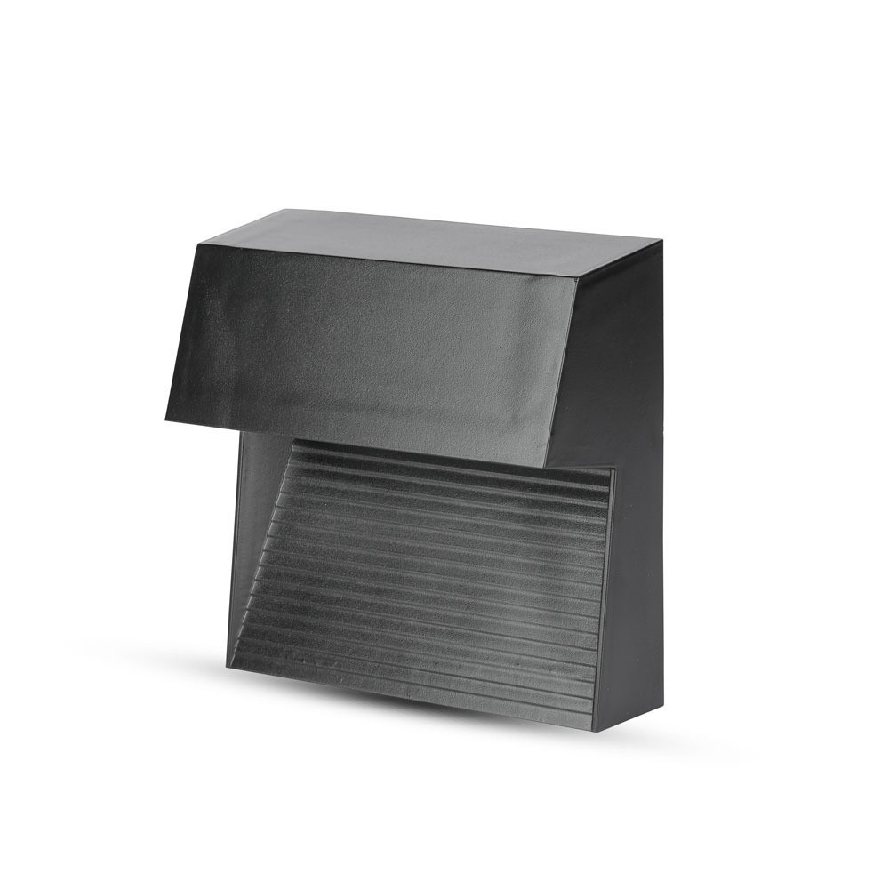 LED fali lámpa lépcsővilágító négyzet alakú, 3w, 3000K, meleg fehér, 210lm, 90°, fekete, CRI>80, IP65, V-TAC, 1398