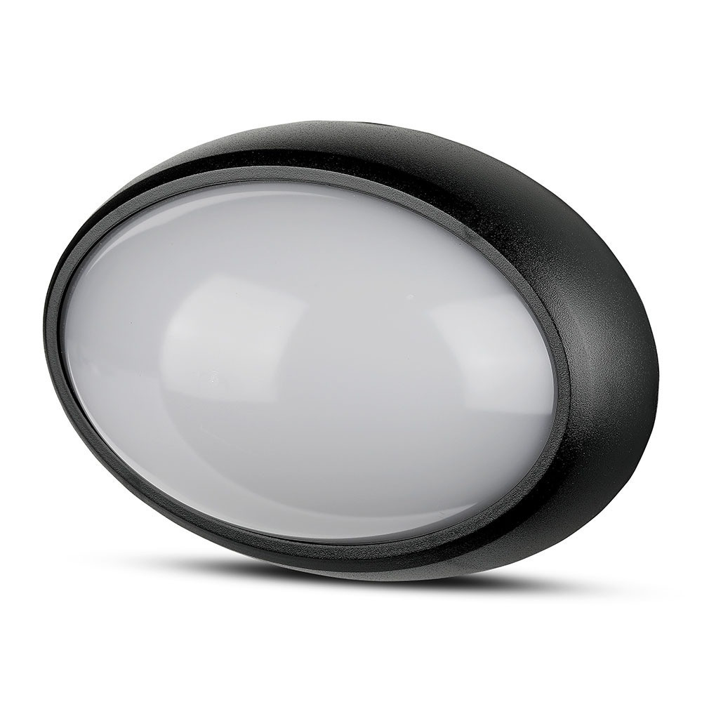 Kültéri LED mennyezeti lámpa Ovális, 12w, 3000K, meleg fehér, 840lm, 120°, fekete, CRI>70, IP54, V-TAC, 1350
