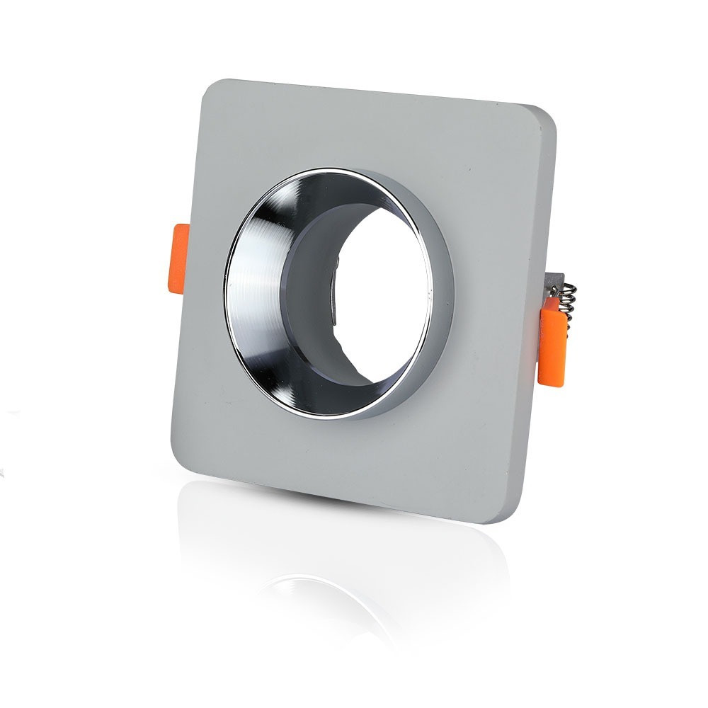 LED spotlámpa keret négyzet alakú, GU10, szürke, króm, V-TAC, 3120