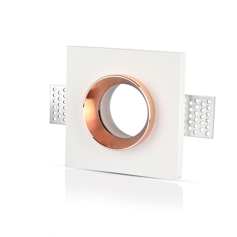 LED spotlámpa keret négyzet alakú, GU10, fehér, matt rózsaarany, V-TAC, 3150