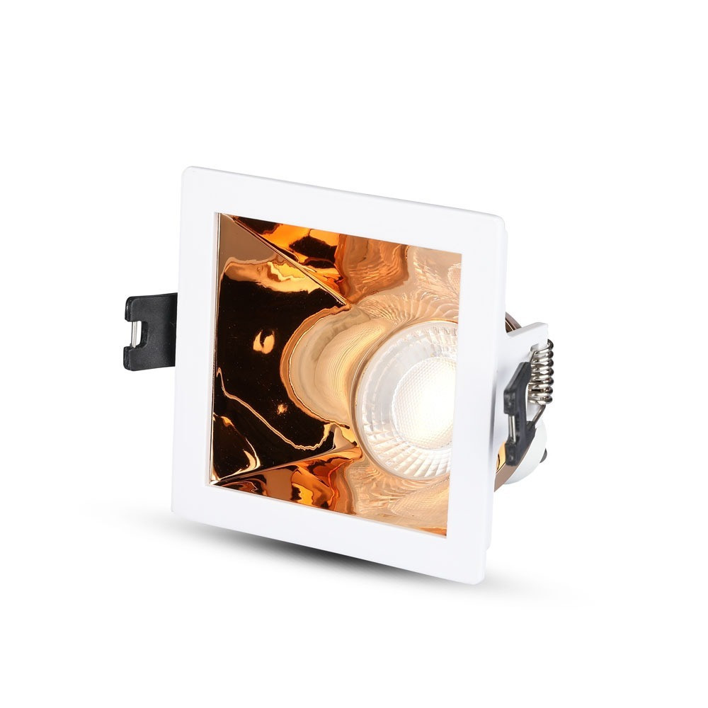LED spotlámpa keret négyzet alakú, GU10, fehér, rózsaarany, V-TAC, 3167
