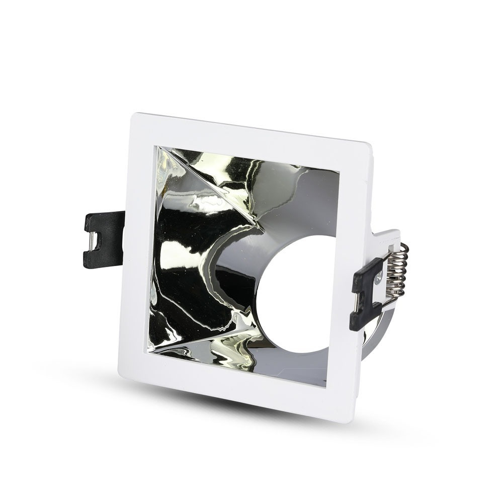 LED spotlámpa keret négyzet alakú, GU10, fehér, króm, V-TAC, 3168