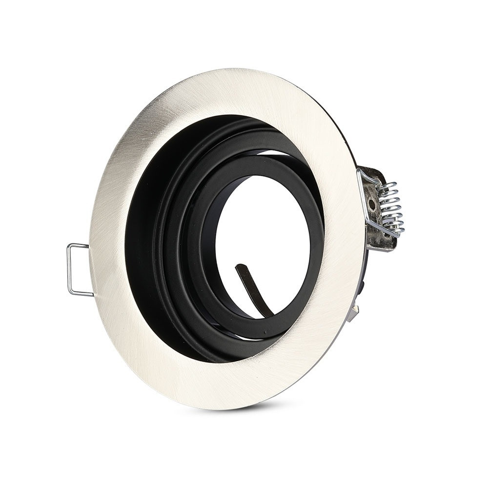 LED spotlámpa keret kerek, GU10, szatén nikkel, V-TAC, 3596