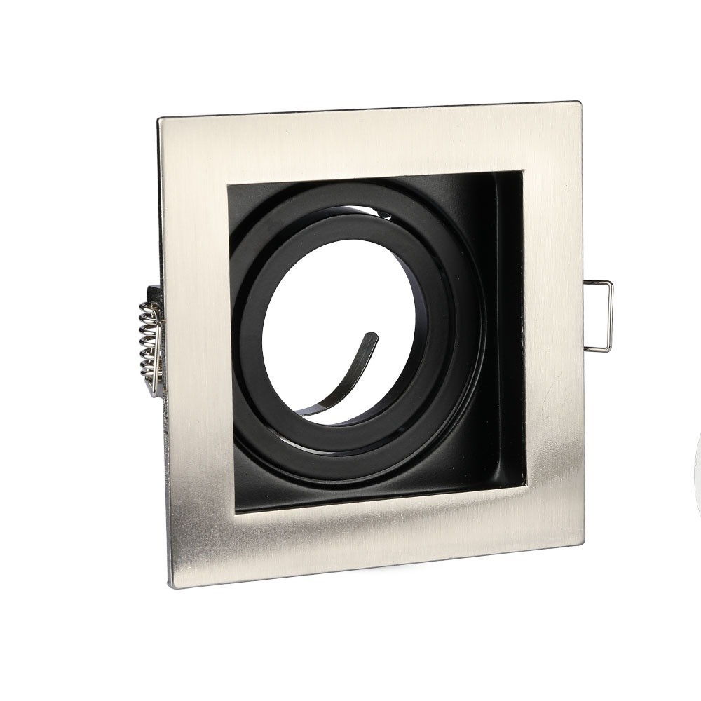 LED spotlámpa keret négyzet alakú, GU10, szatén nikkel, V-TAC, 3598