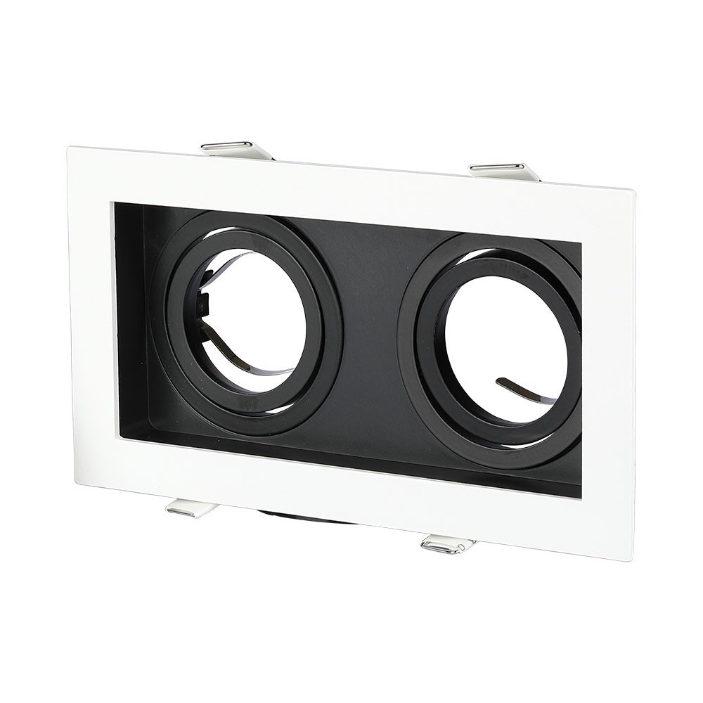 LED spotlámpa keret négyzet alakú, 2XGU10, fehér, fekete, V-TAC, 8877