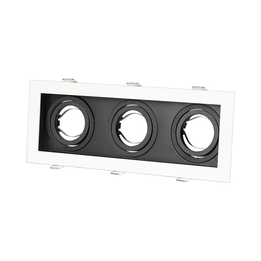 LED spotlámpa keret négyzet alakú, 3XGU10, fehér, fekete, V-TAC, 8878