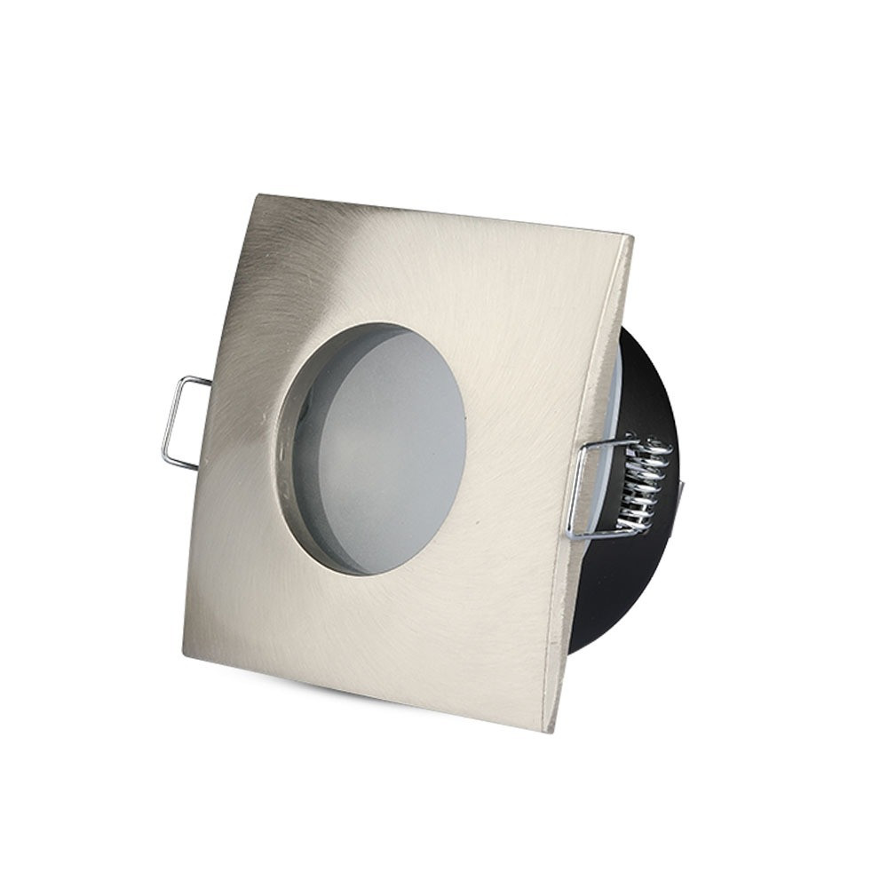 LED spotlámpa keret négyzet alakú, GU10, szatén nikkel, IP54, V-TAC, 3616