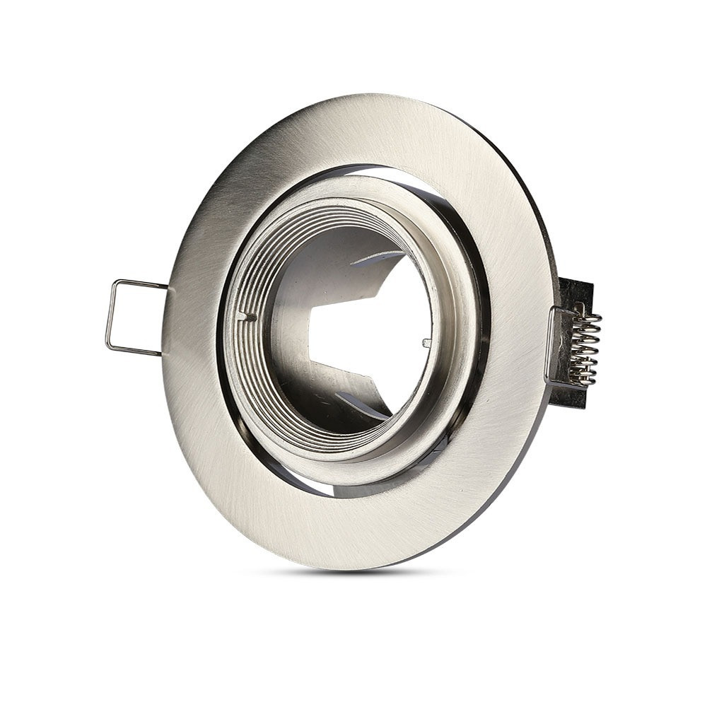 LED spotlámpa keret kerek, dönthető, GU10, szatén nikkel, V-TAC, 3690