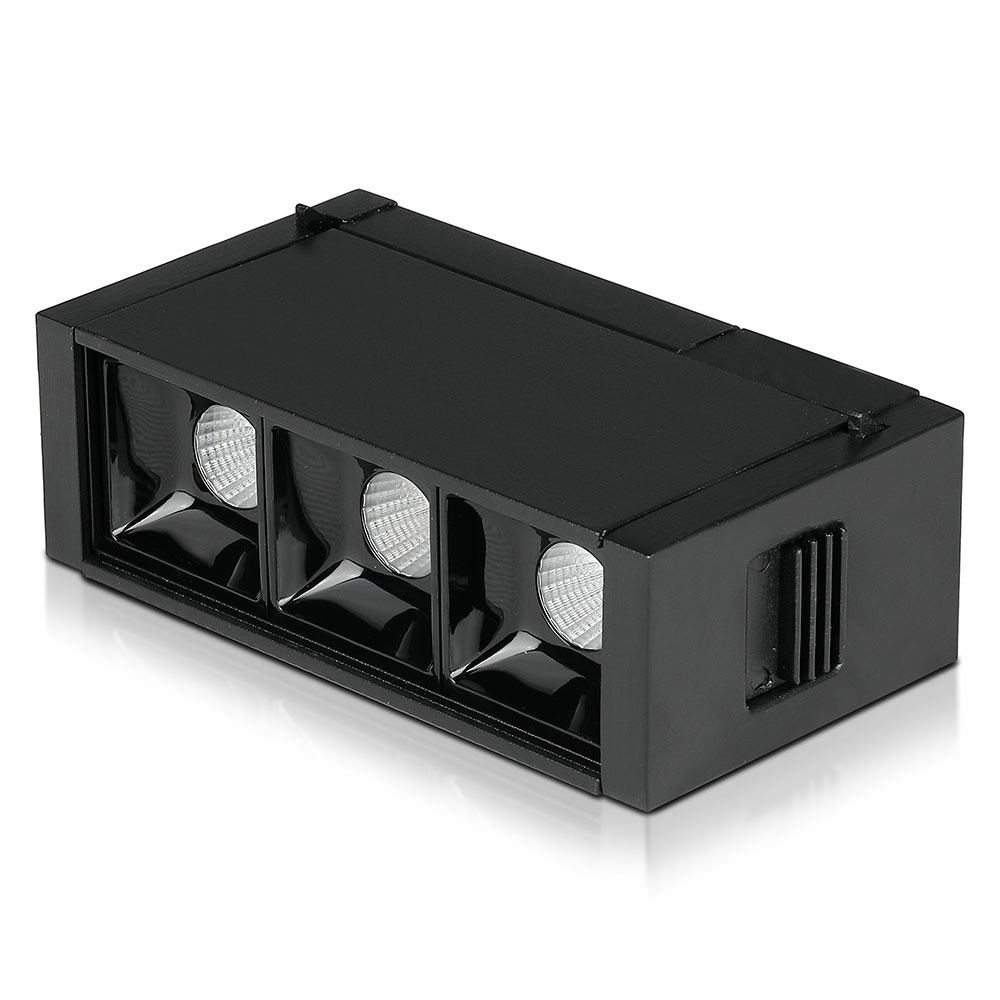 LED spotlámpa mágneses sínhez 24V, 3w, 3000K, meleg fehér, 240lm, 30°, fekete, CRI>90, V-TAC, 7960