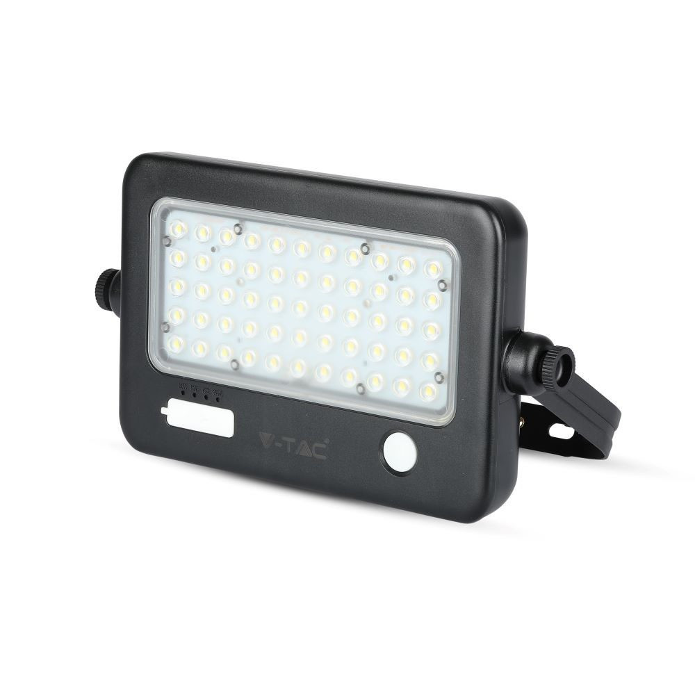 Napelemes LED reflektor, 10w, 4000K, természetes fehér, 1100lm, 90°, fekete, CRI>80, IP65, V-TAC, 8674