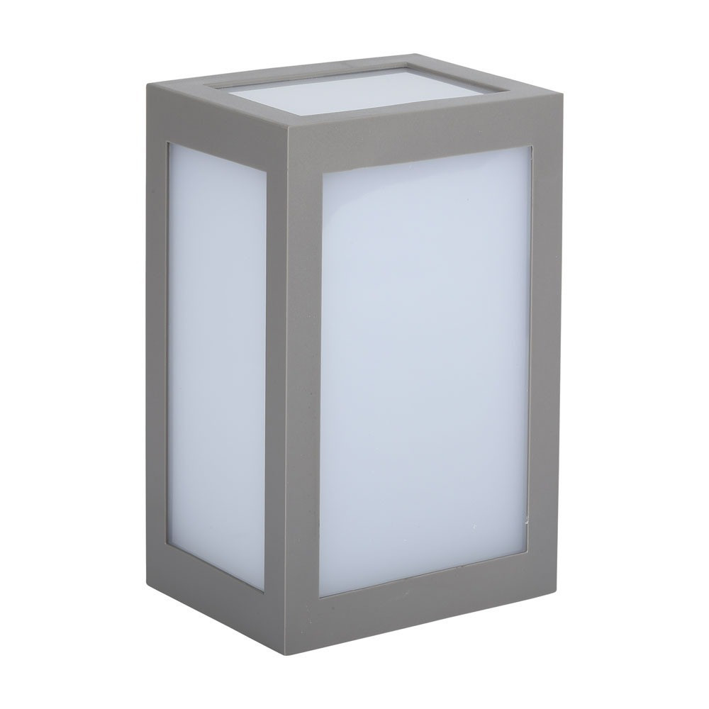 Kültéri LED fali lámpa négyzet alakú, 12w, 6400K, hideg fehér, 750lm, 140°, szürke, CRI>80, IP65, V-TAC, 8339