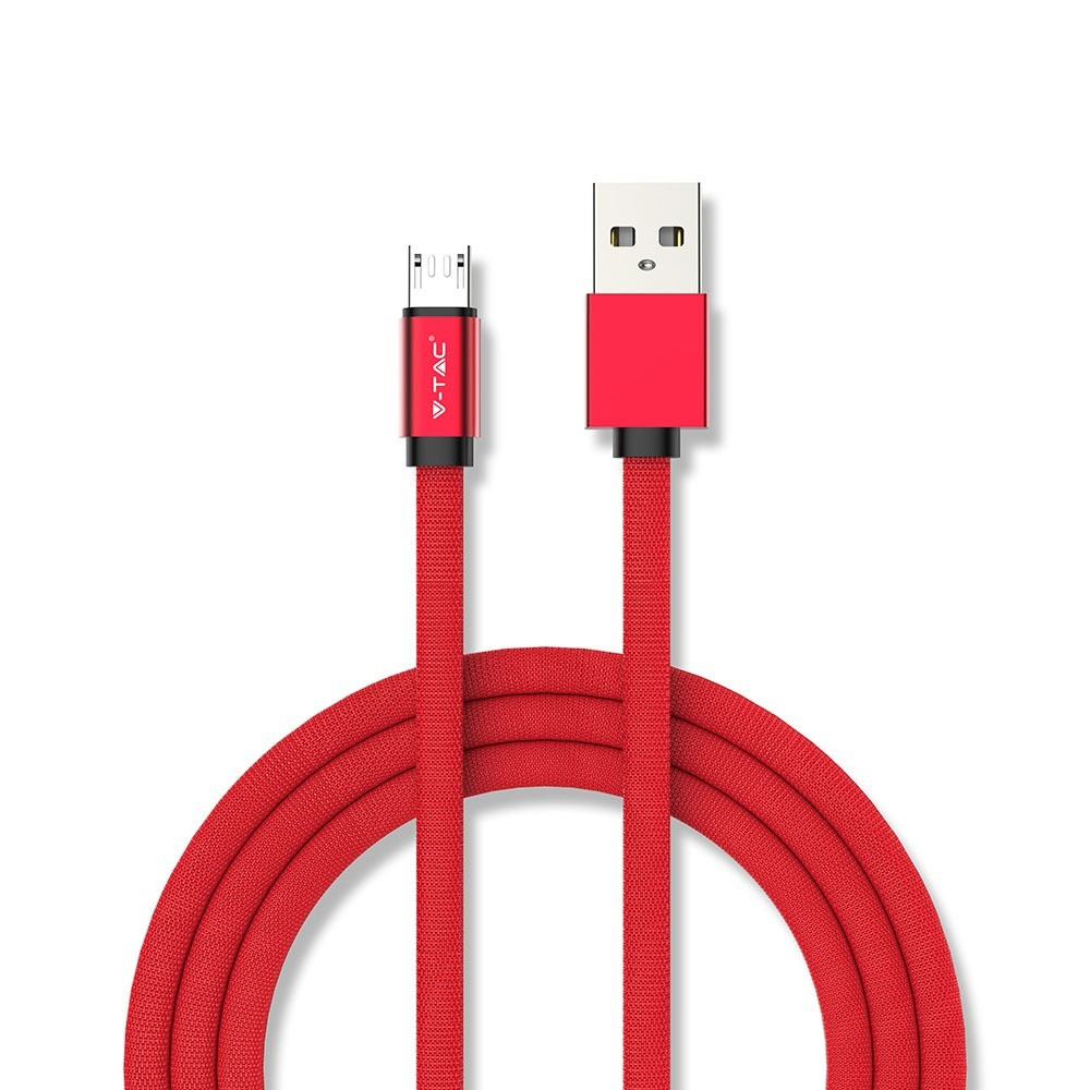 Ruby Micro USB kábel, piros, V-TAC, 8497