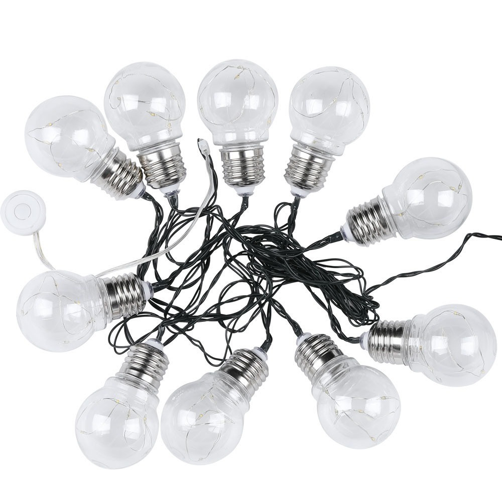Szolár LED fényfüzér leszúró tüskével, 10 db izzó, 1w, 3000K, meleg fehér, 100lm, 300°, IP44, V-TAC, 8559