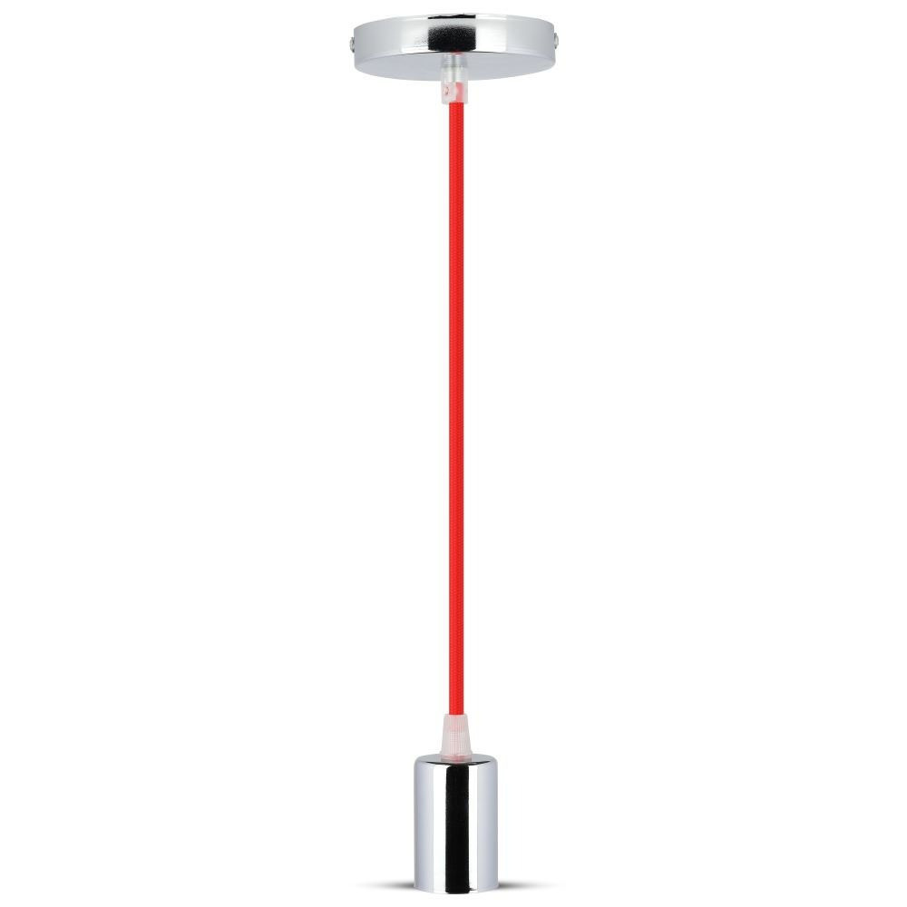 Króm függeszték, E27, piros vezetékkel, V-TAC, 3791