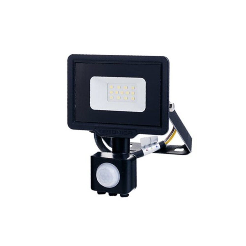 LED smd reflektor fekete city line pir érzékelő kábellel 70 cm, 10W, 2700K, meleg fehér, 800 lm, IP65, Optonica, 5954