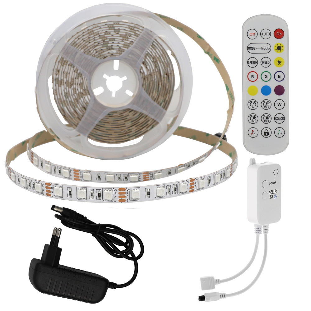 LED szalag szett adapter + bluetooth zene + távirányító 60 LED, 36W, RGB, dimmelhető, 2400 lm, Optonica, 4329