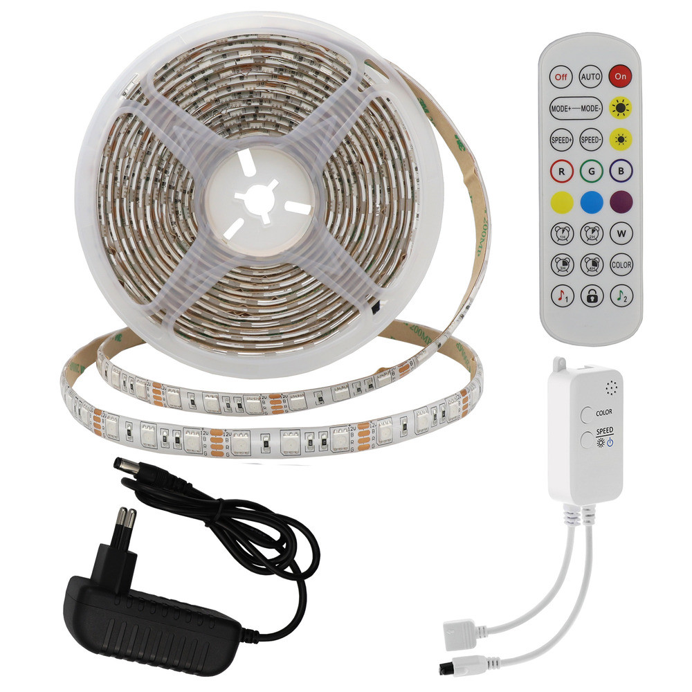 Vízálló LED szalag szett adapter + bluetooth zene + távirányító 60 LED, 36W, RGB, dimmelhető, 2400 lm, IP54, Optonica, 4330
