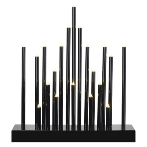 LED gyertyatartó, fekete, 27,5 cm, 3x AA, beltéri, meleg fehér, időzítő, IP20, EMOS, DCAW04