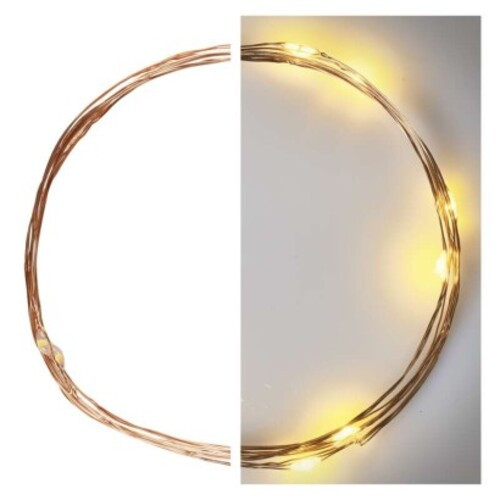 LED karácsonyi nano fényfüzér, réz, 0,9 m, 2x AA, beltéri, meleg fehér, időzítő, IP20, EMOS, D3AW06
