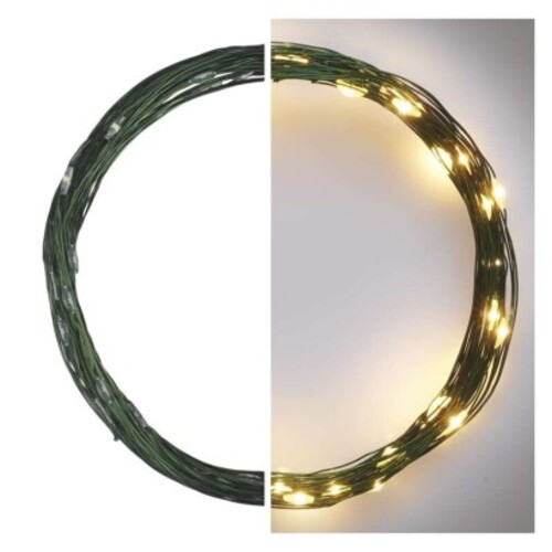LED karácsonyi nano fényfüzér, zöld, 4 m, kültéri és beltéri, meleg fehér, időzítő, IP44, EMOS, D3AW03