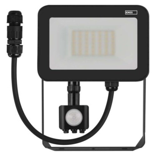 EMOS LED reflektor INOVO 30W 3300lm mozgásérzékelőve IP65 term. fehér, 4000K, 220–240V, CRI> 80, antracit, Természetes fehér, ZS2732