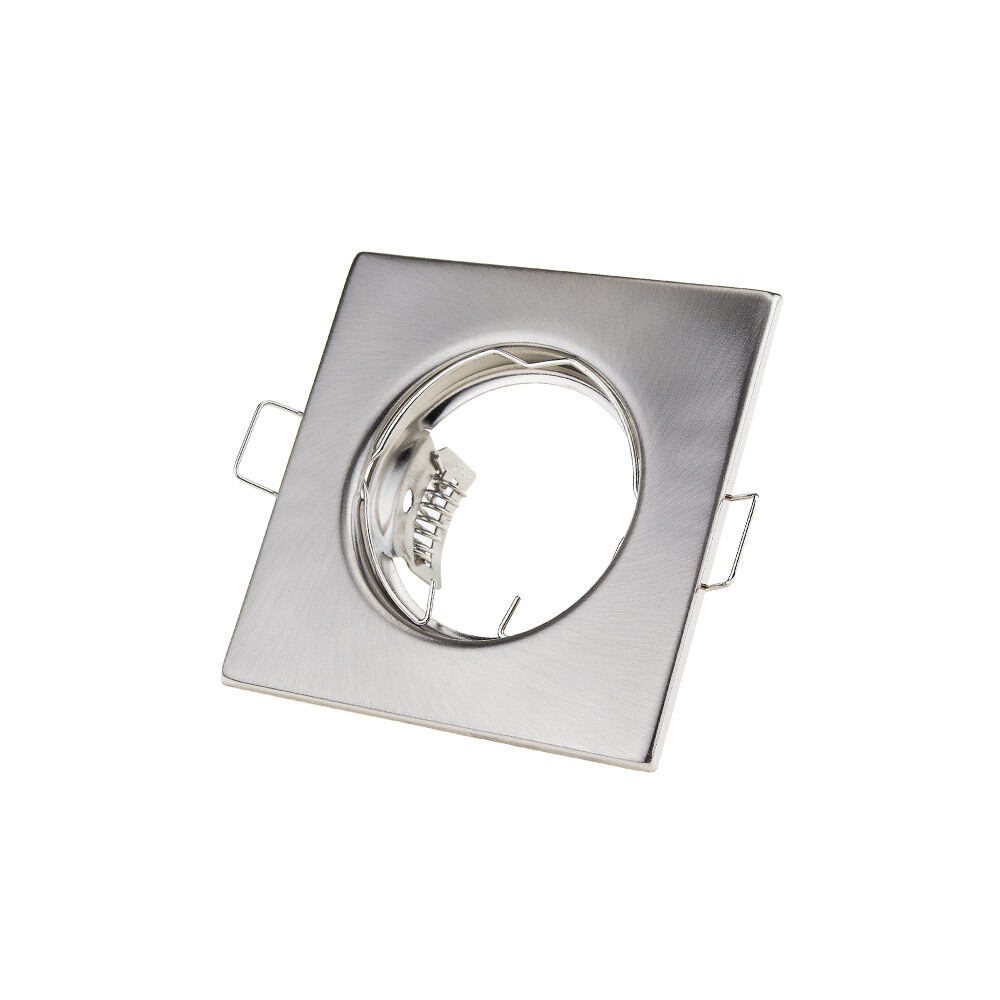 Négyzet alakú spot lámpatest, keret, nem állítható, GU5.3, 2 db/doboz, inox, Optonica, 5074