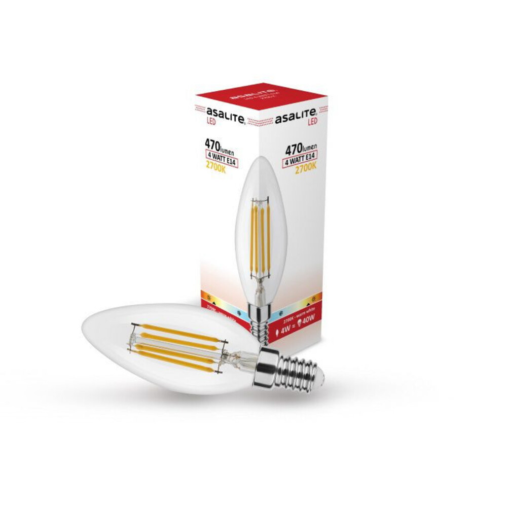 Asalite LED Izzó C35 filament gyertya E14 4W 2700K (470 lumen)